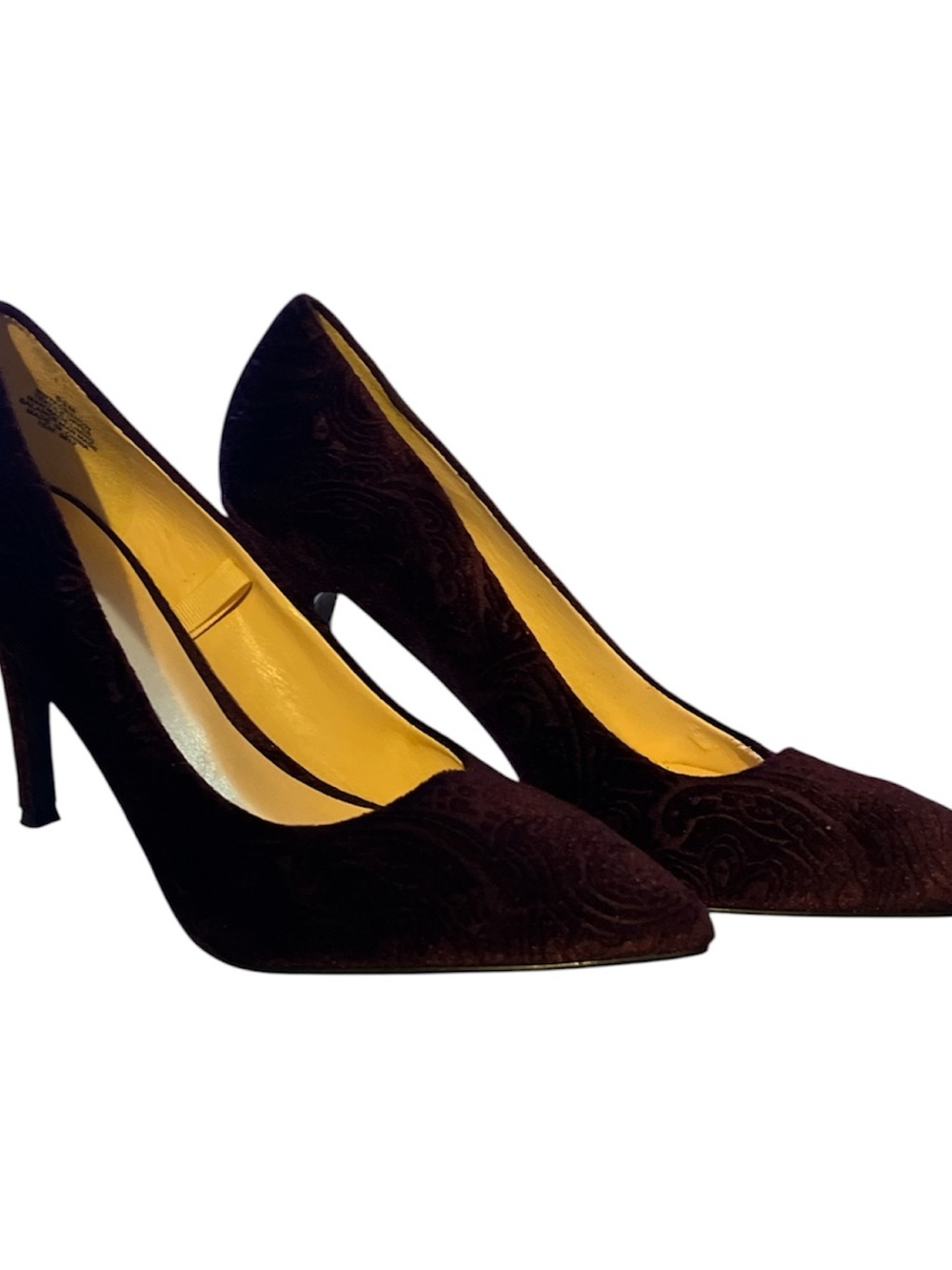 Nine West Velvet Pointed-Toe Pumps in Dark Burgundy